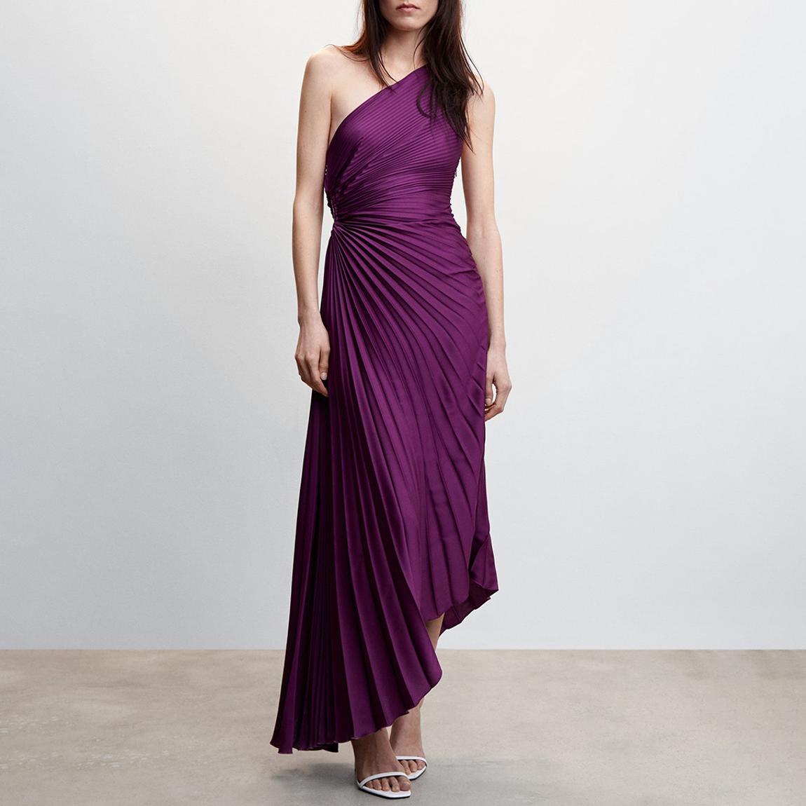 purple mango dress MANGO - Asymmetrical Dress with gathered body Purple