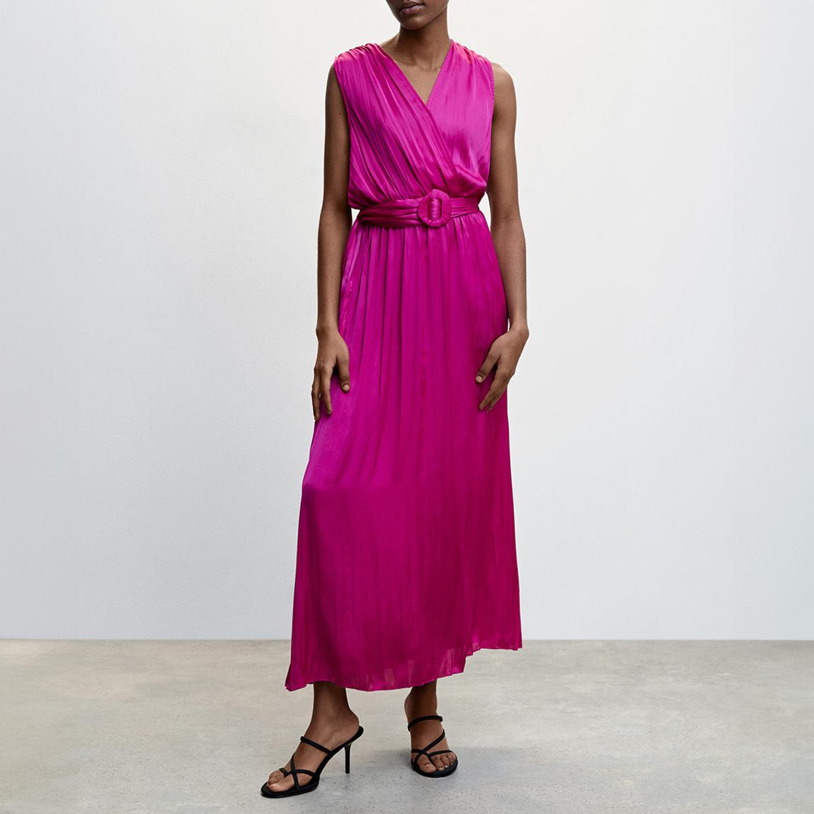 Pink Pleated Satin Dress main product photo