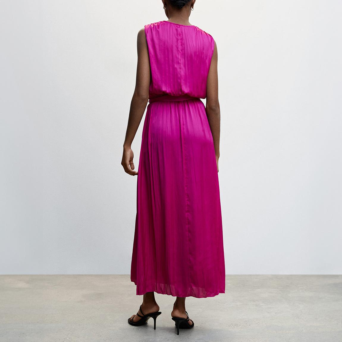 Mango Pink Pleated Satin Dress - BrandAlley