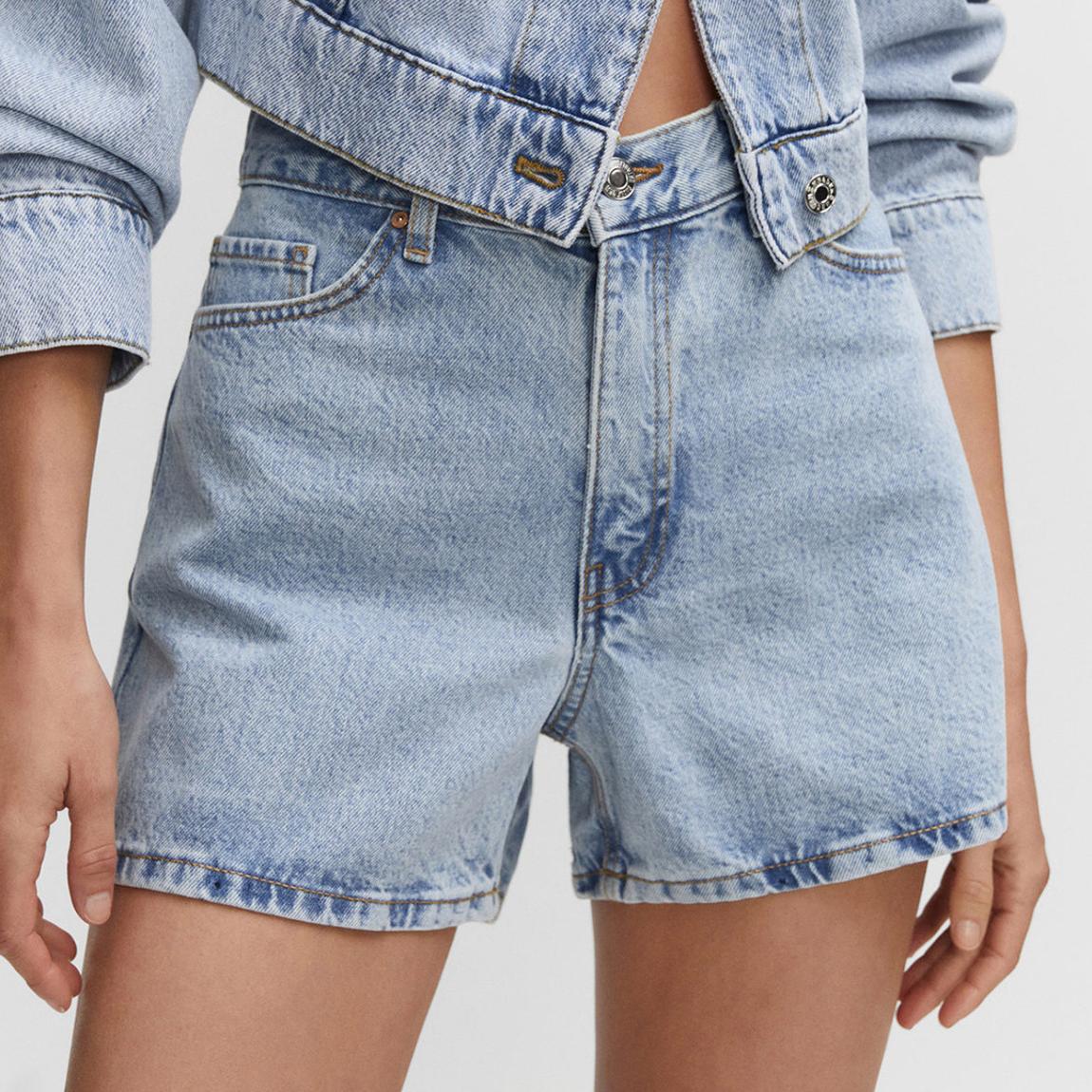 Blue High-rise Denim Shorts main product photo