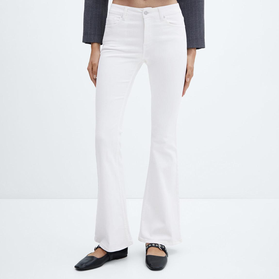 White Mid-rise Flared Jeans main product photo