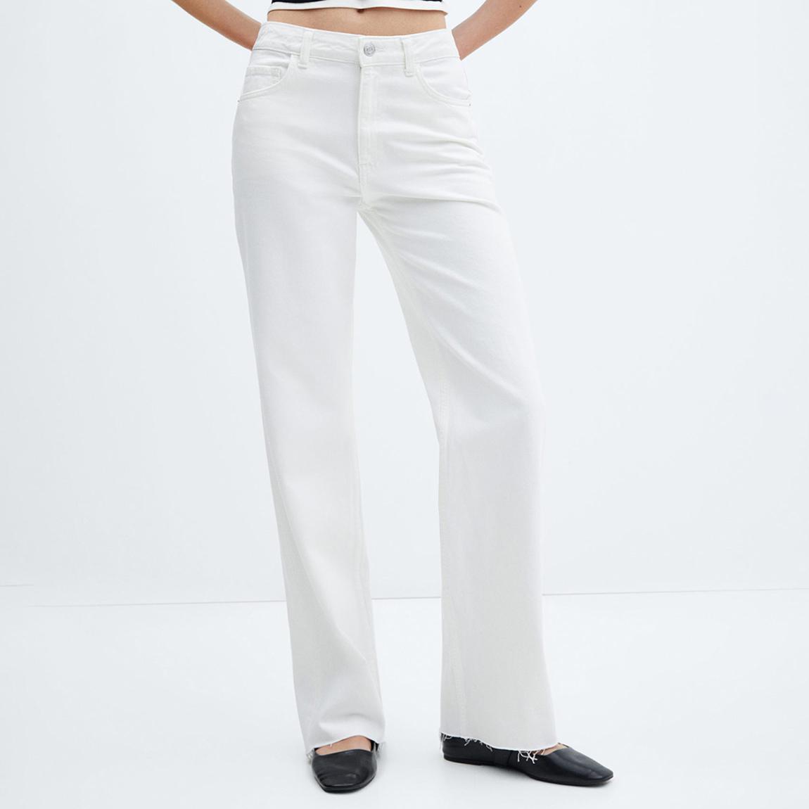 White Wideleg Mid-rise Jeans main product photo