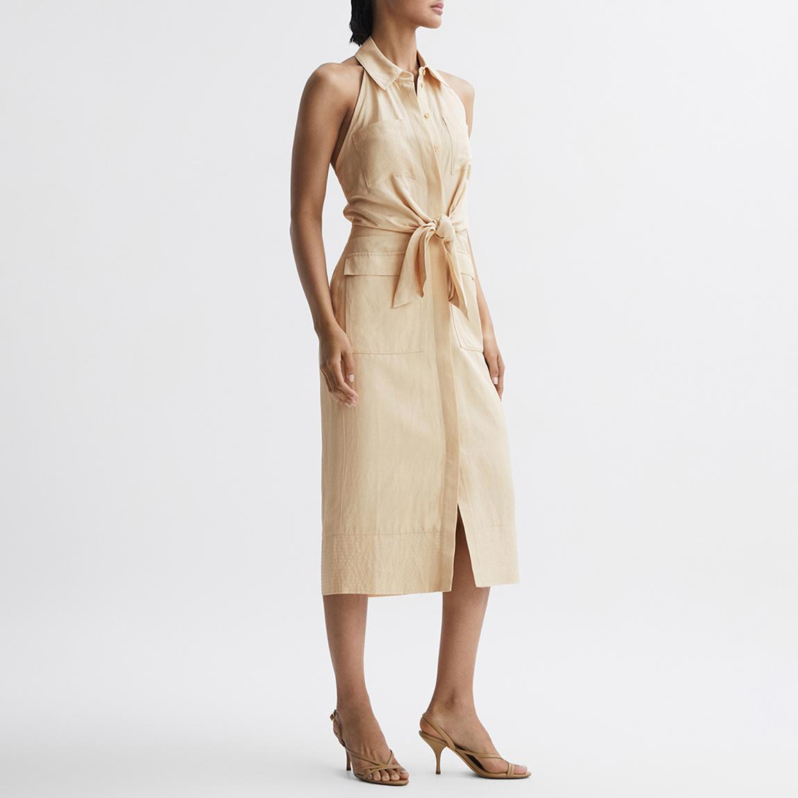 Sand Camilla Halter Neck Linen Blend Midi Dress main product photo