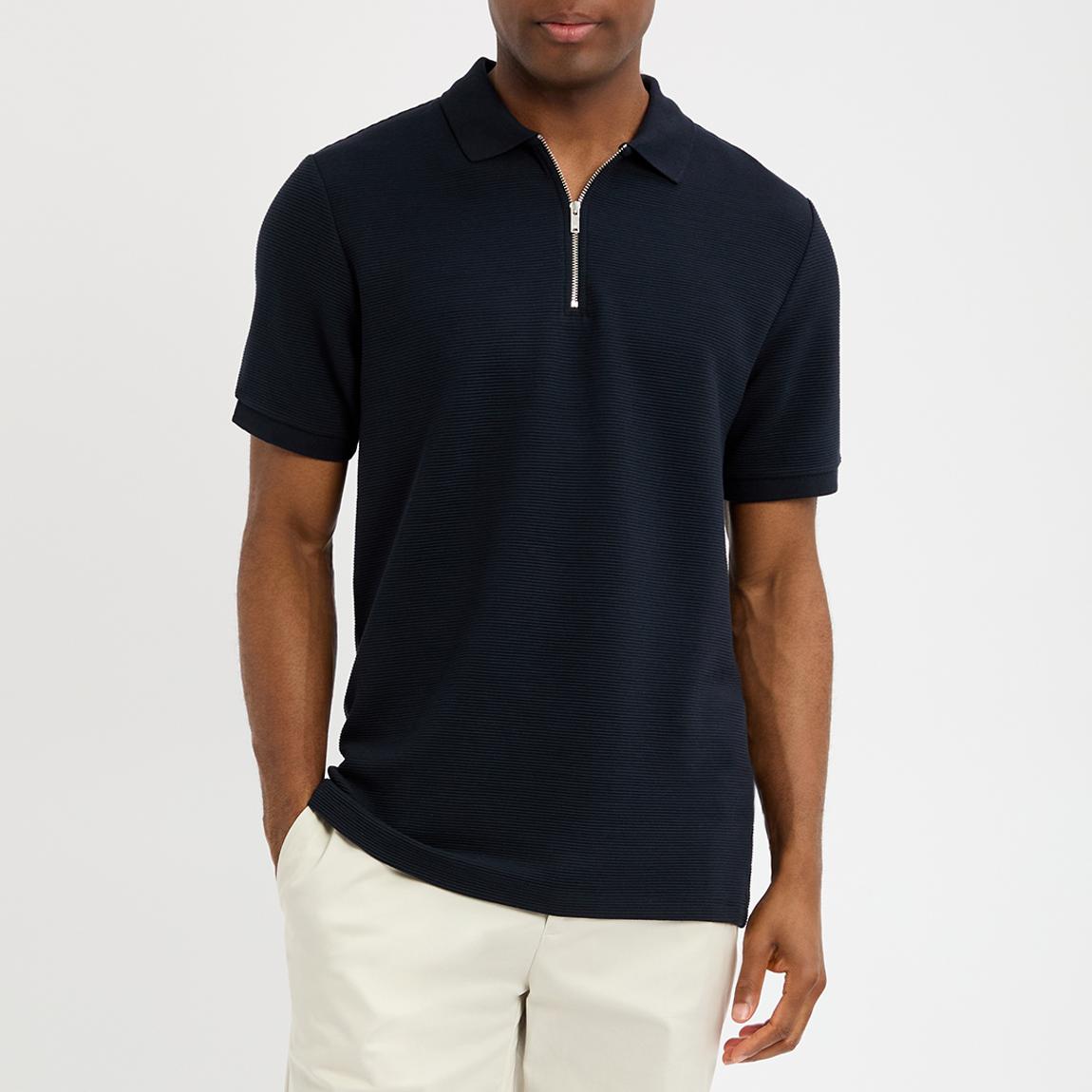 Navy Odin Ribbed Polo Shirt main product photo