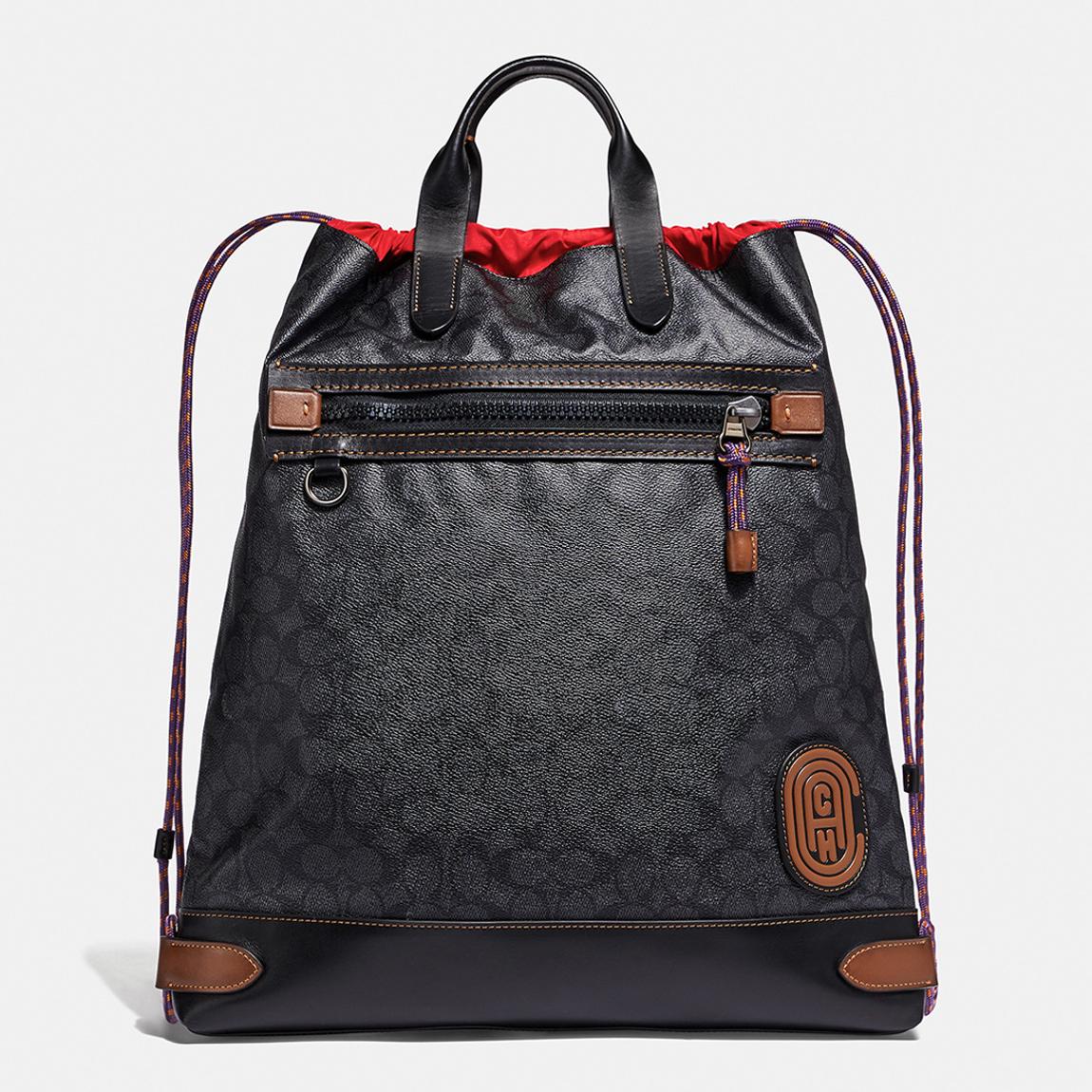 Charcoal Signature Academy Drawstring Backpack With Coach Patch main product photo