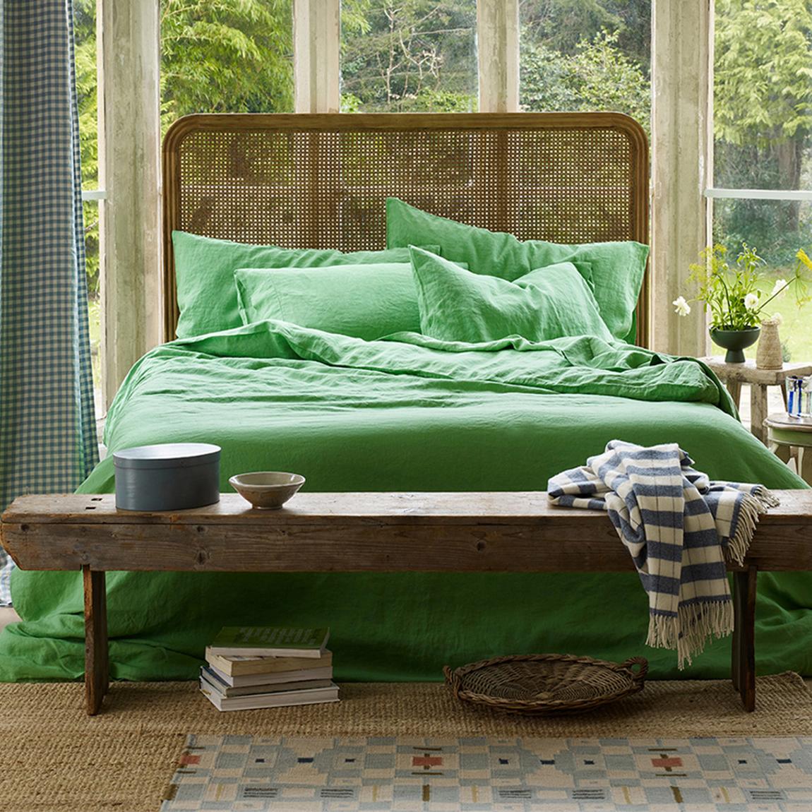 Ocean Green Single Linen Duvet Cover main product photo
