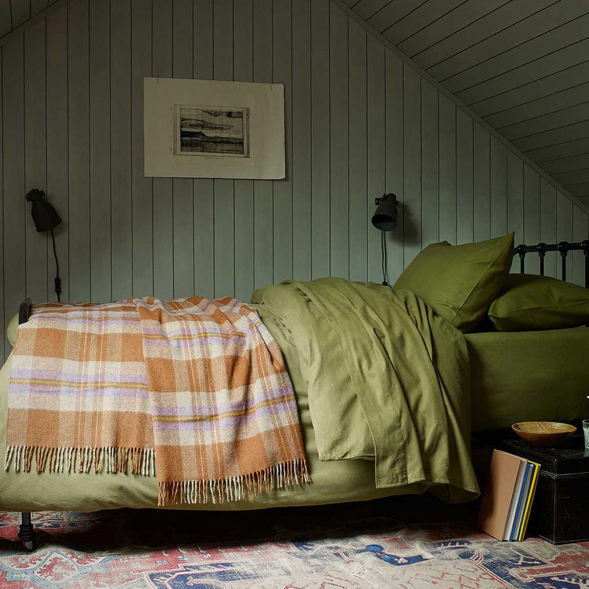 Olive Green Single Brushed Cotton Duvet Cover main product photo