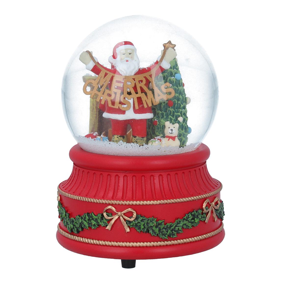 Santa with Merry Christmas Garland Music Dome main product photo