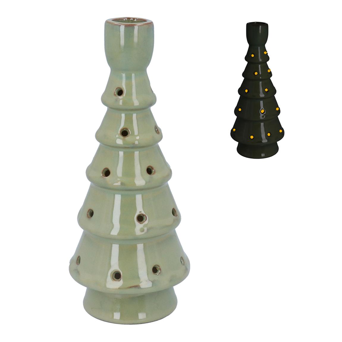 Green Ceramic LED Candlestick, Set Of 2 main product photo