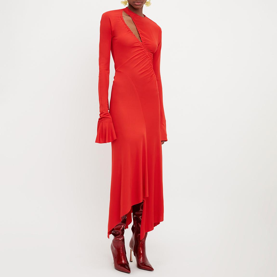 Red Asymmetric Slash Jersey Dress main product photo