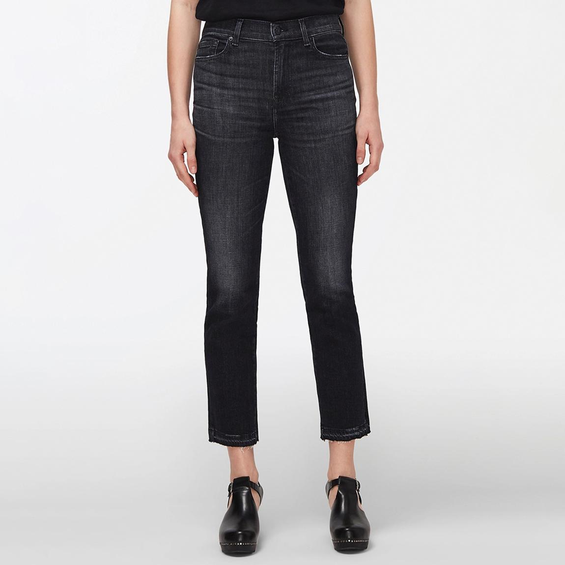 Black Straight Crop Stretch Jeans main product photo