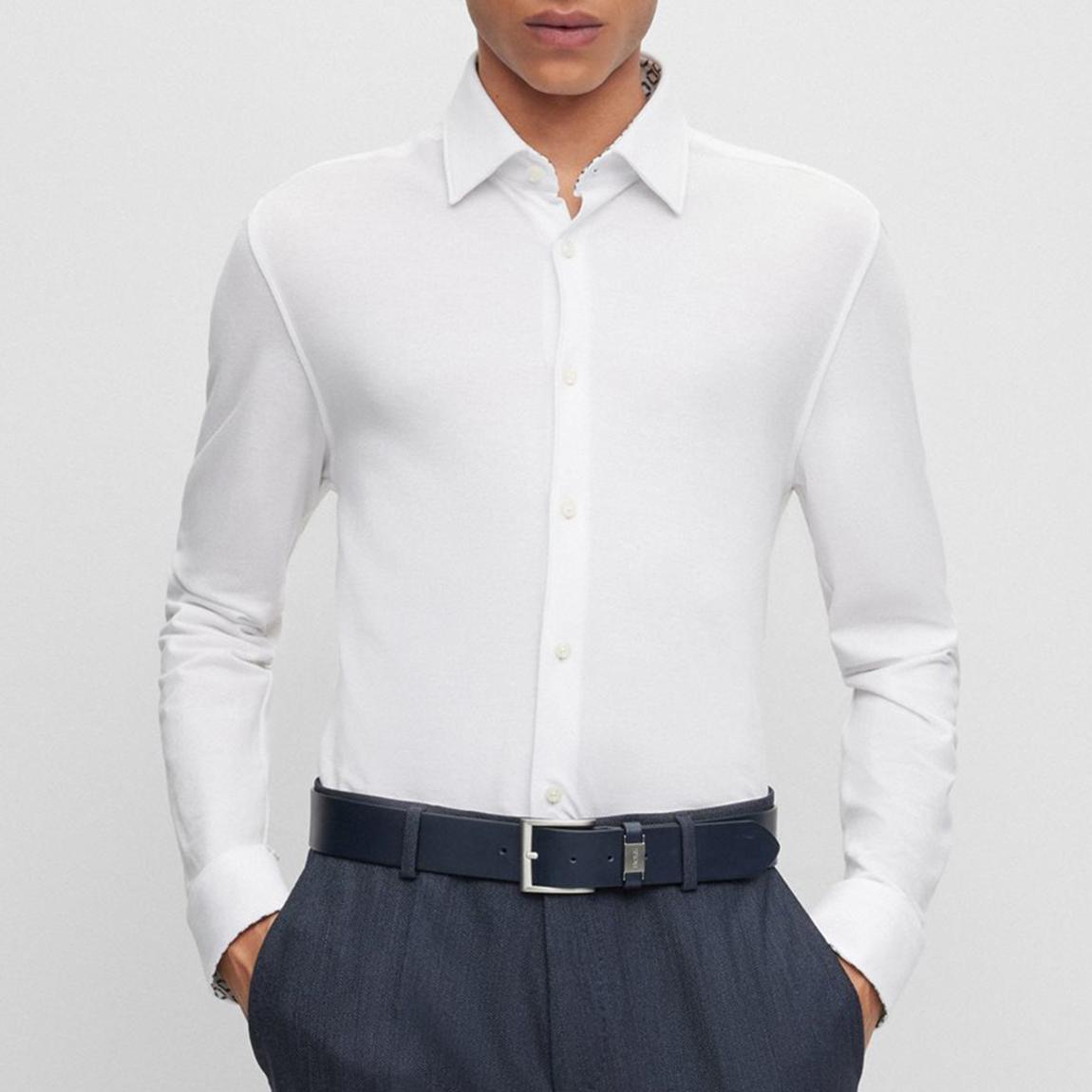 White Kent Long Sleeve Cotton Shirt main product photo