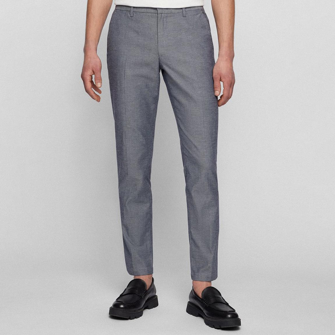 Mid Grey Kaito Slim Fit Cotton Blend Trousers main product photo
