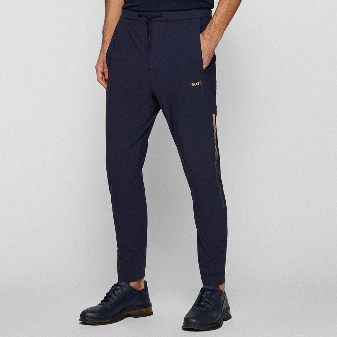 Navy Hwoven Contrast Trim Joggers main product photo