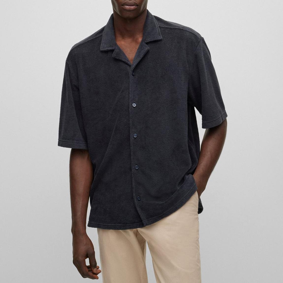 Black Lars Textured Cotton Blend Shirt main product photo