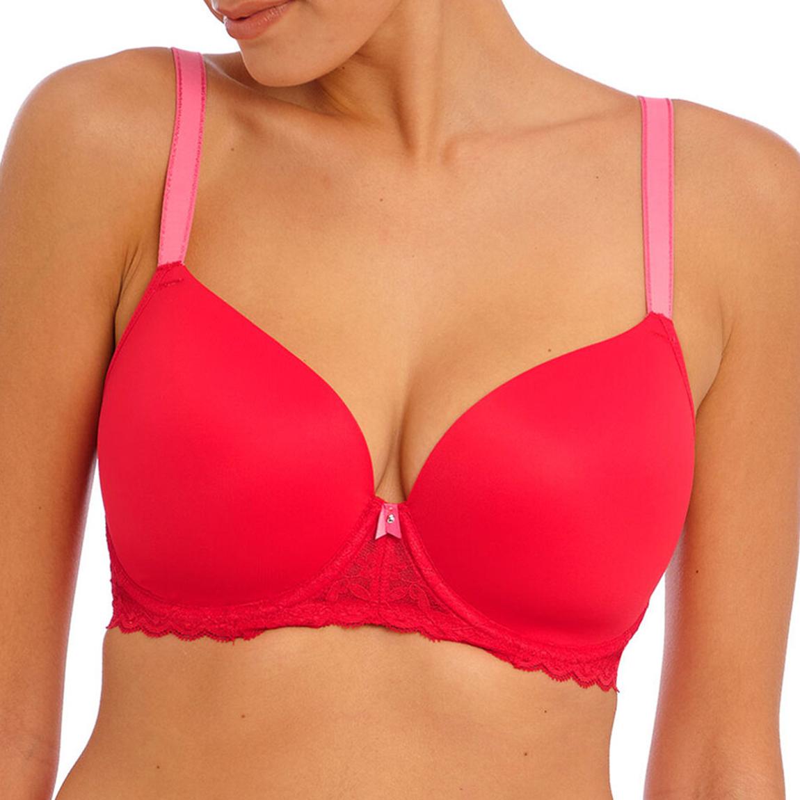 Red Offbeat Moulded Demi Plunge T-Shirt Bra main product photo