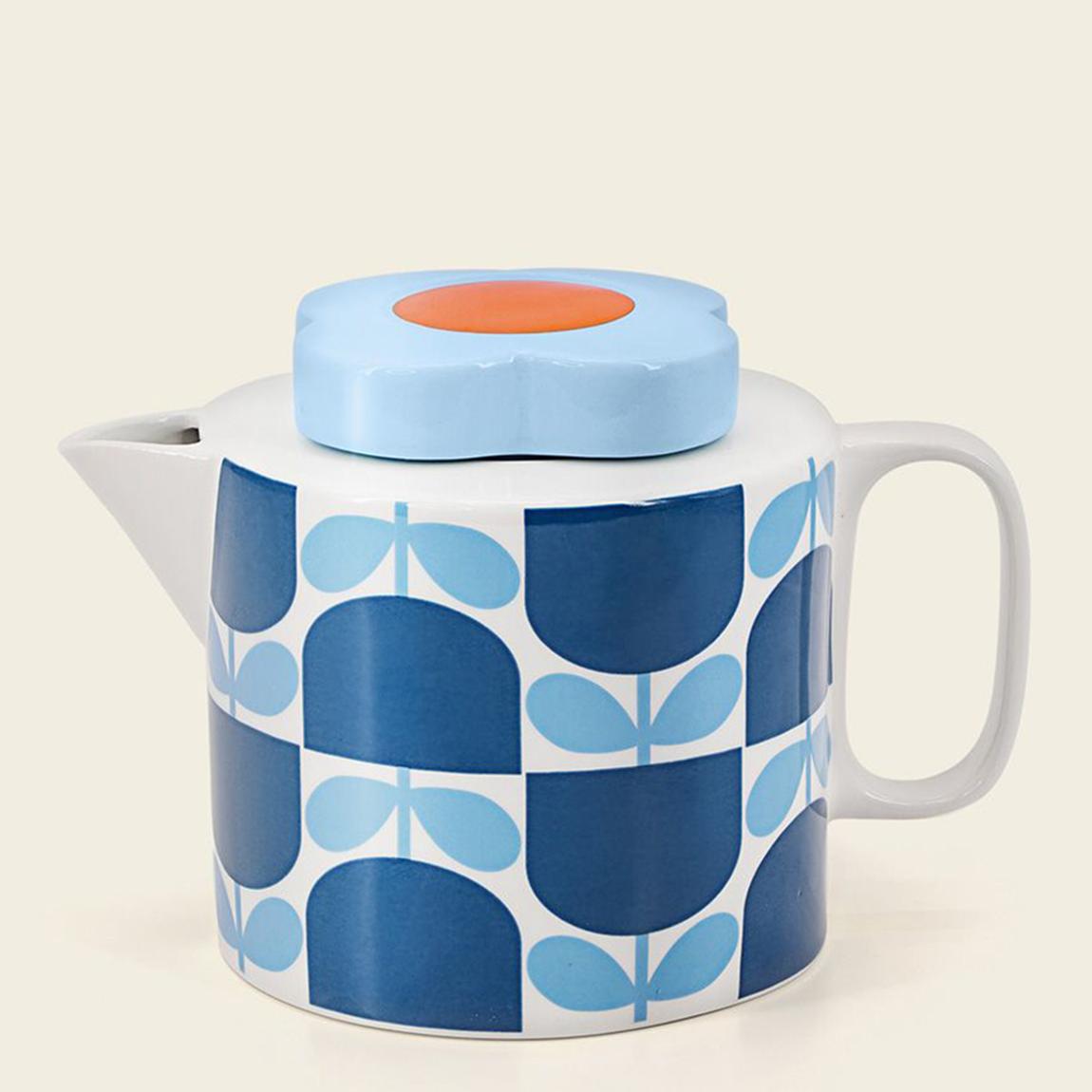 Navy Block Flower Tea Pot main product photo