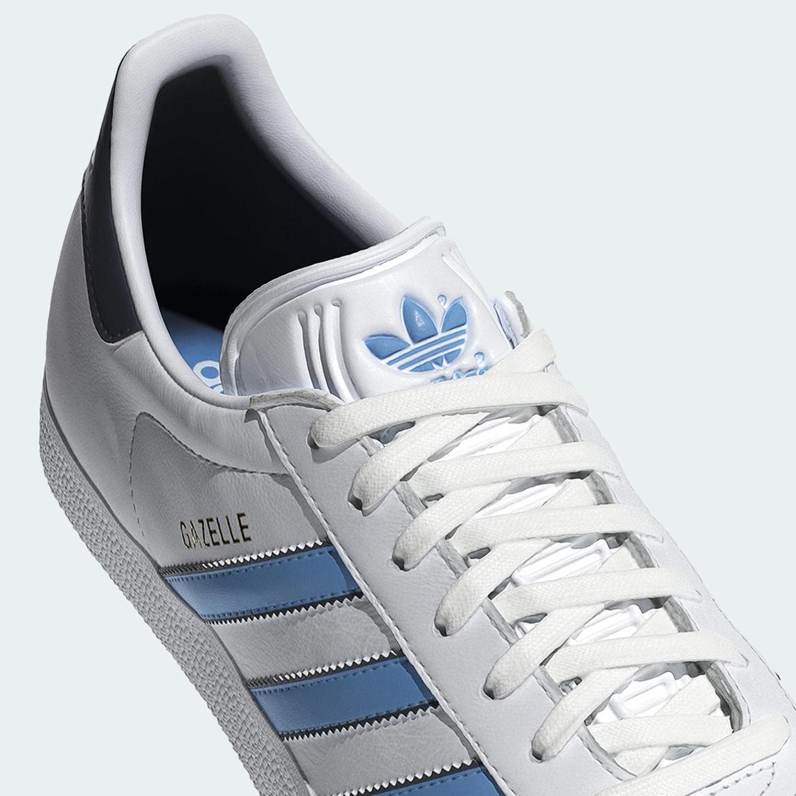 Adidas Unisex White/Blue Gazelle Trainers - BrandAlley