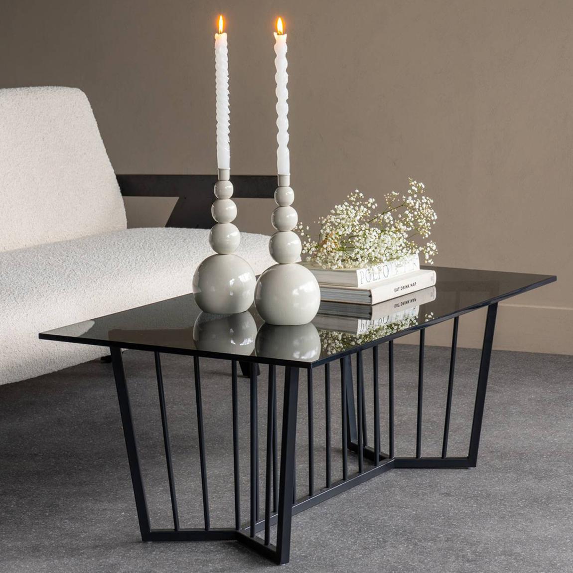 Abington Black Frame and Tinted Glass Rectangular Coffee Table 110x60cm main product photo