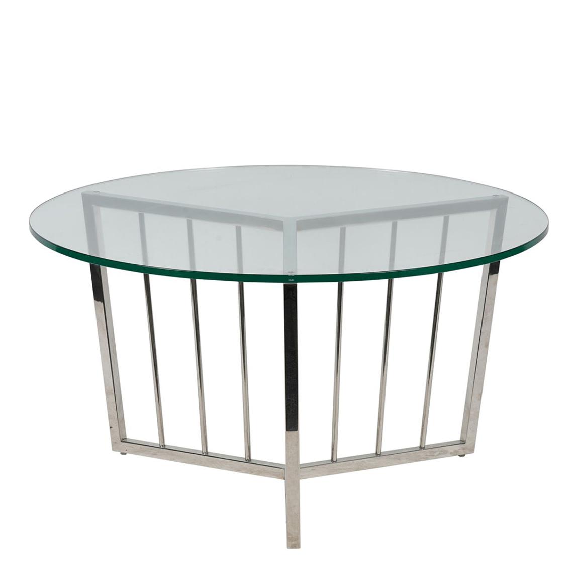 Abington Stainless Steel Frame and Clear Glass Round Coffee Table 80cm main product photo
