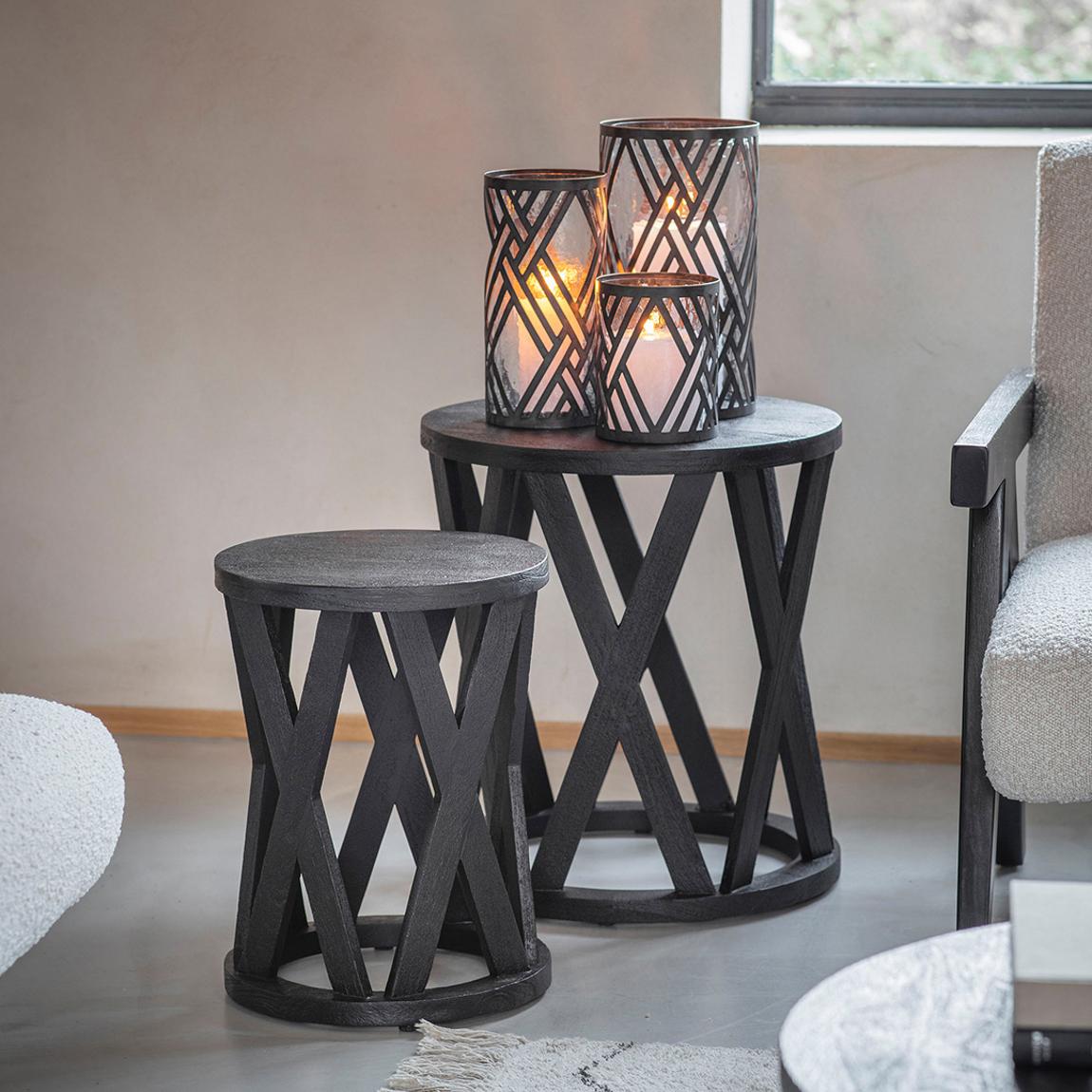 Earlstone Lattice Circular Hurricane in Gilded Oak Wood Finish Small 16cm main product photo