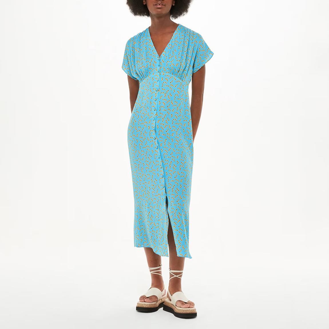 Blue Floral Crescent Midi Dress main product photo
