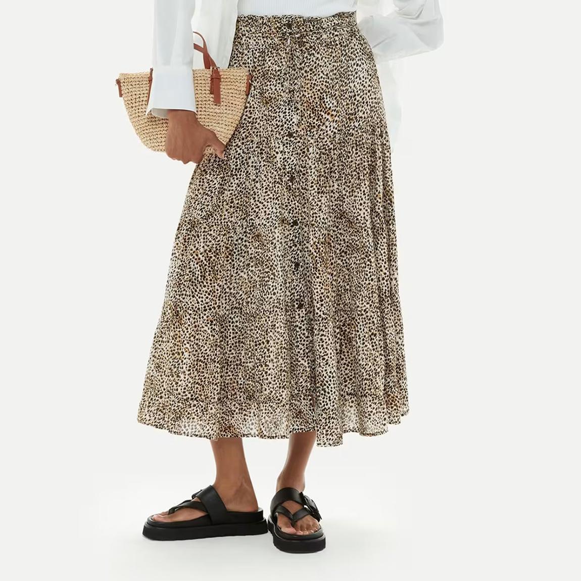 Brown Ink Spot Crinkle Skirt main product photo