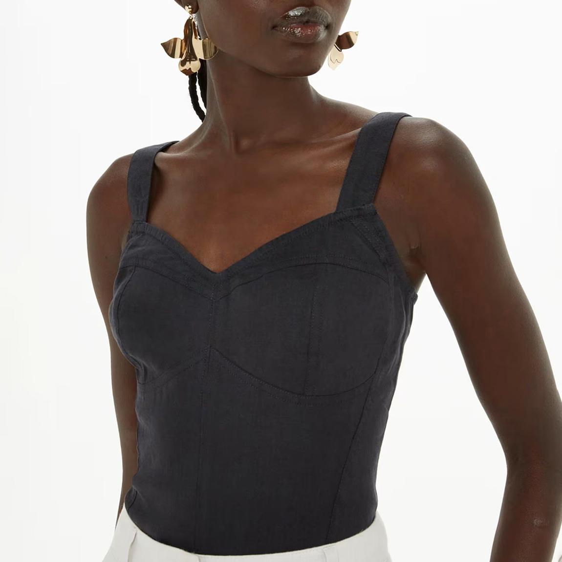 Black Lola Bustier Linen Blend Top main product photo