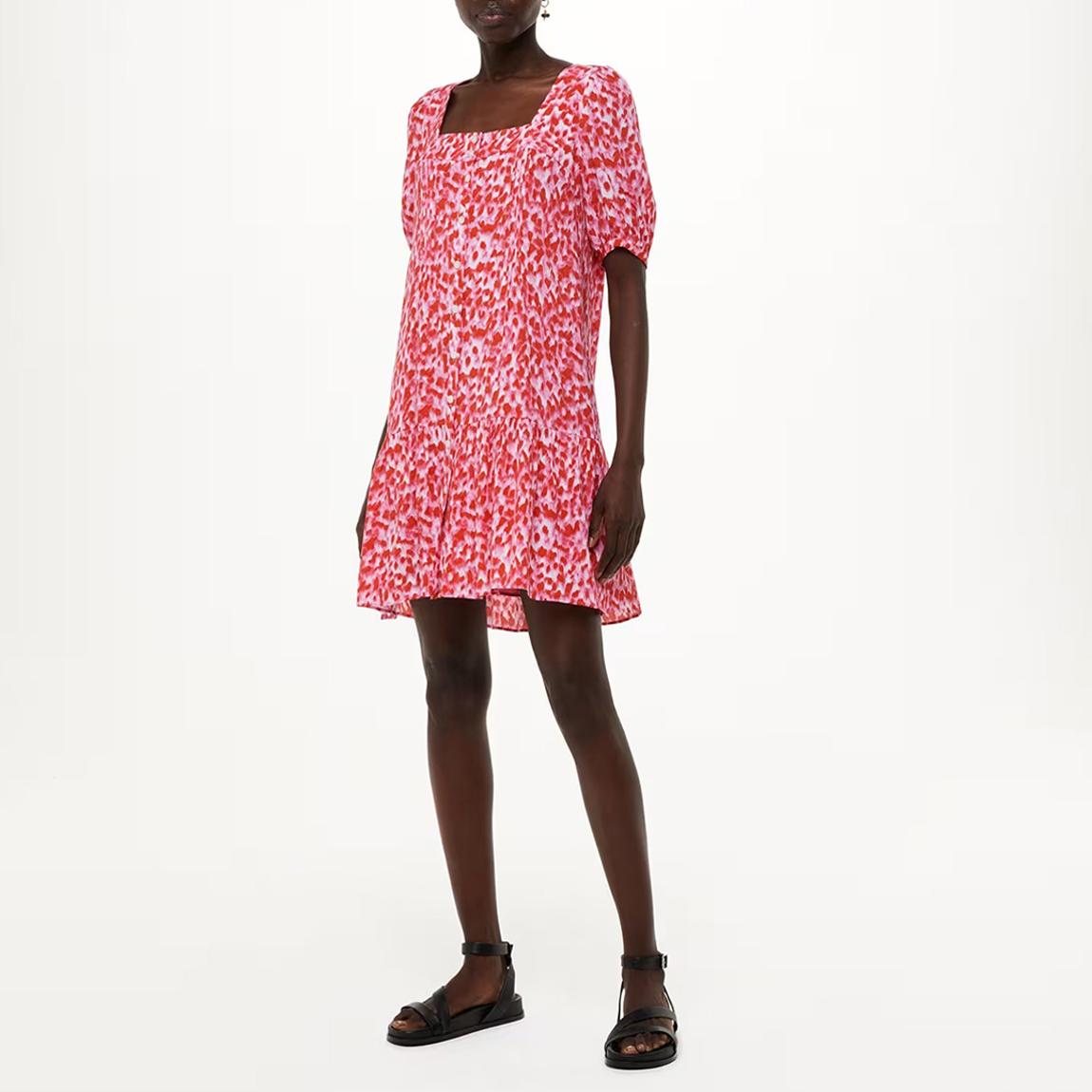 Pink Blurred Strokes Flippy Dress main product photo