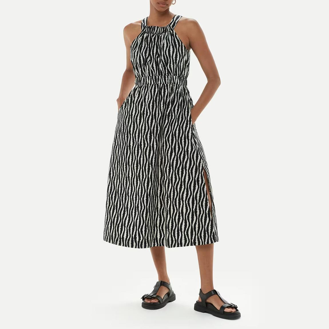 Black Optical Rope Cut Out Cotton Dress main product photo