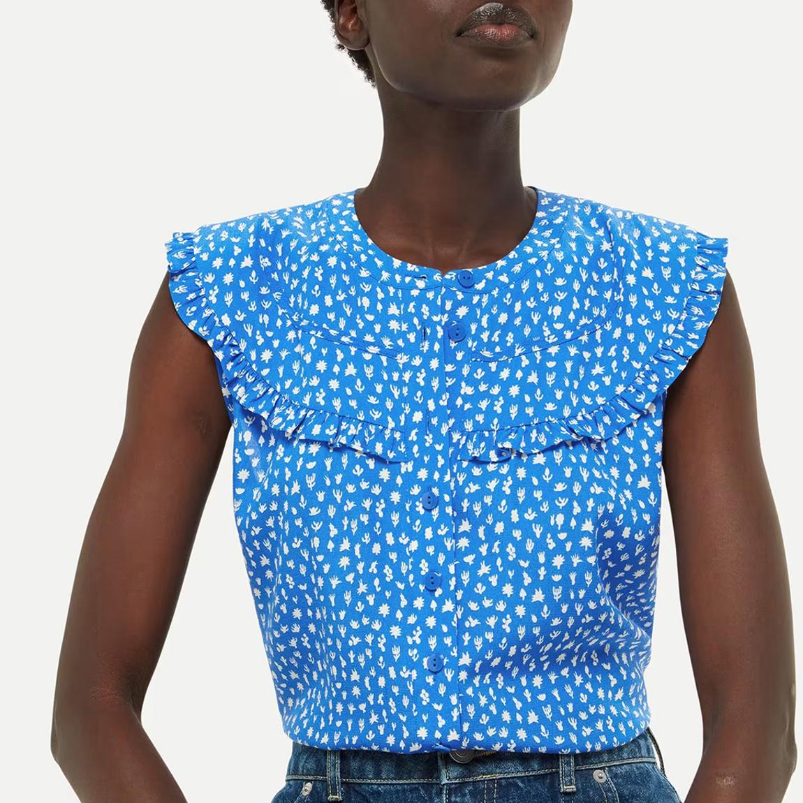 Blue Micro Cactus Sleeveless Top main product photo
