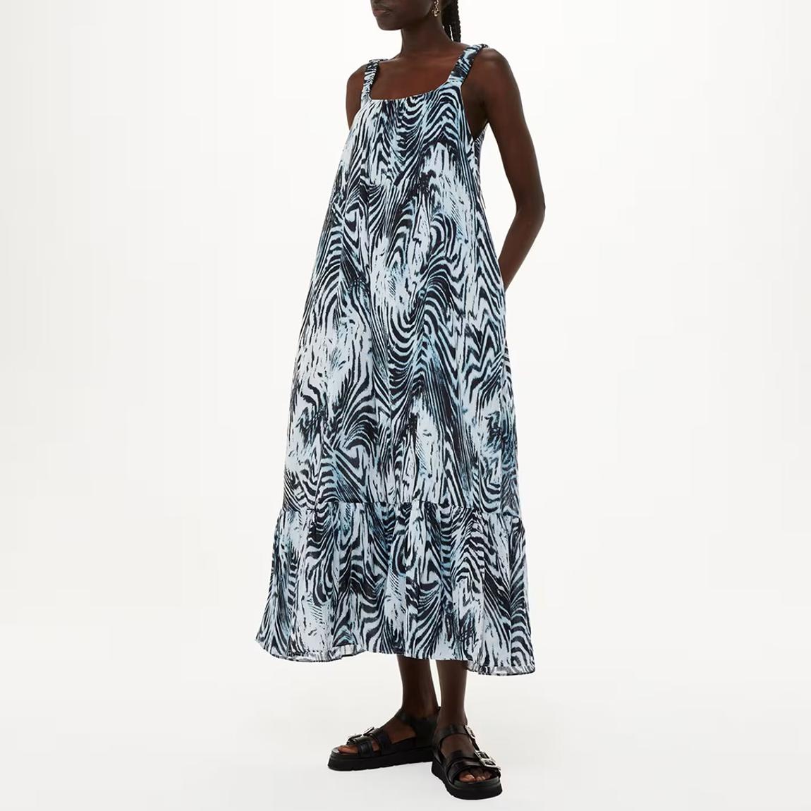 Blue Warped Tiger Rhea Dress main product photo