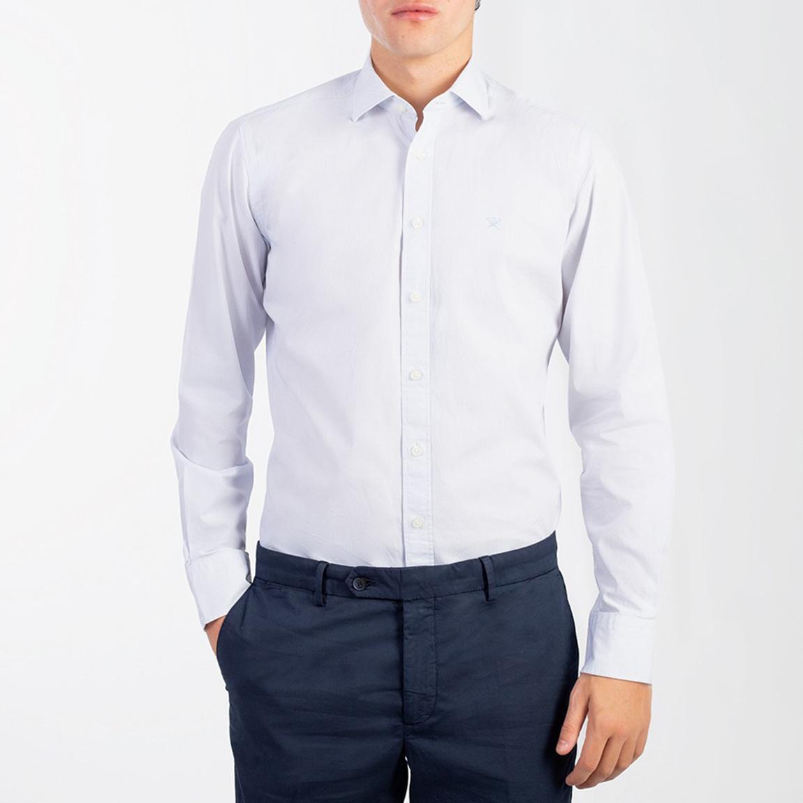 White/Blue Stripe Slim Fit Cotton Formal Shirt main product photo