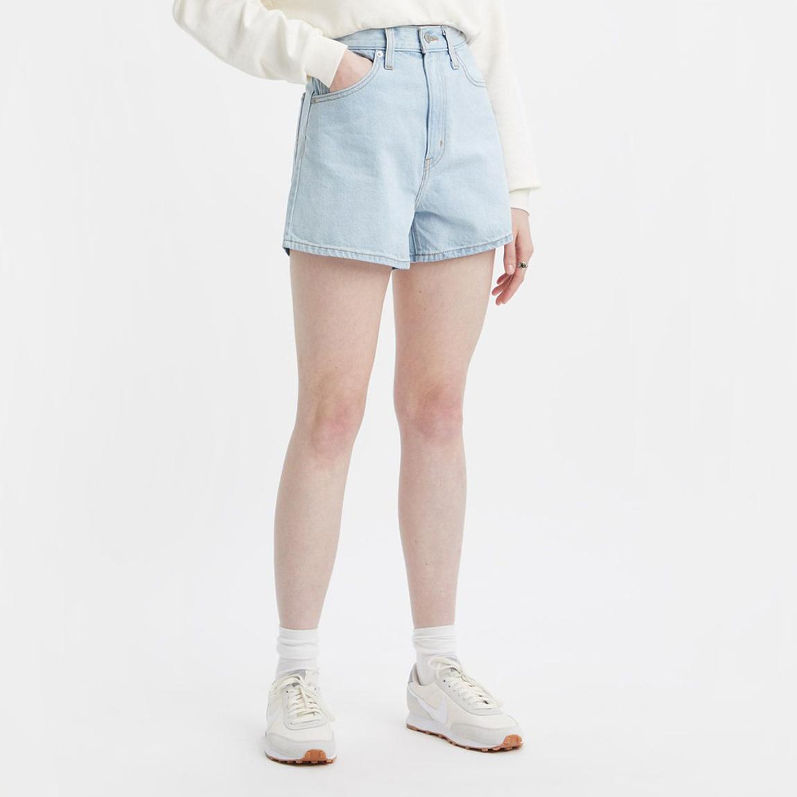 Light Blue High Waisted Mom Shorts main product photo