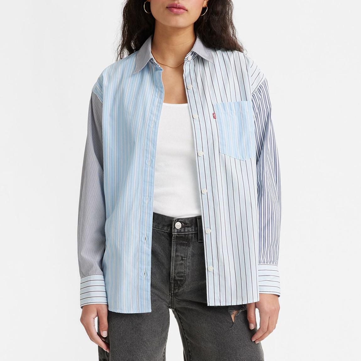 Pale Blue Nola Stripe Cotton Shirt main product photo