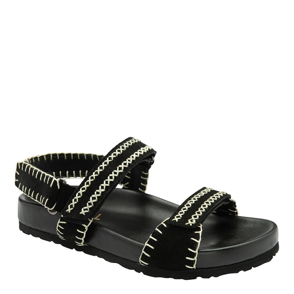 Black Alva Leather Flat Sandals main product photo