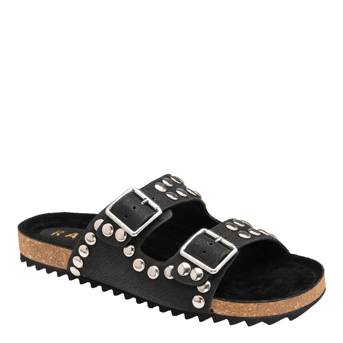 Black Rossan Suede Flat Sandals main product photo