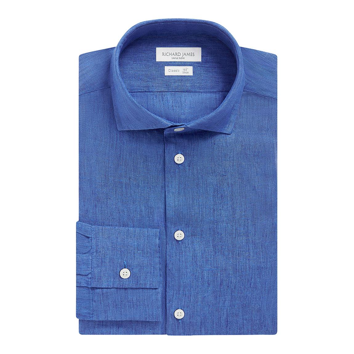 Royal Blue Linen Regular Fit Shirt main product photo