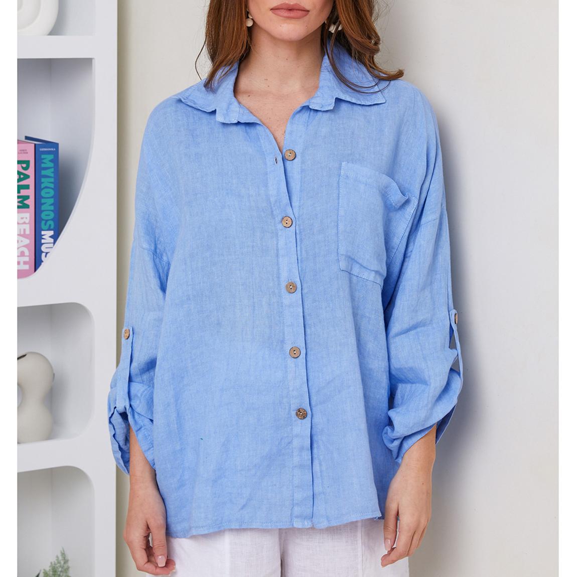 Blue Linen Pocket Shirt main product photo