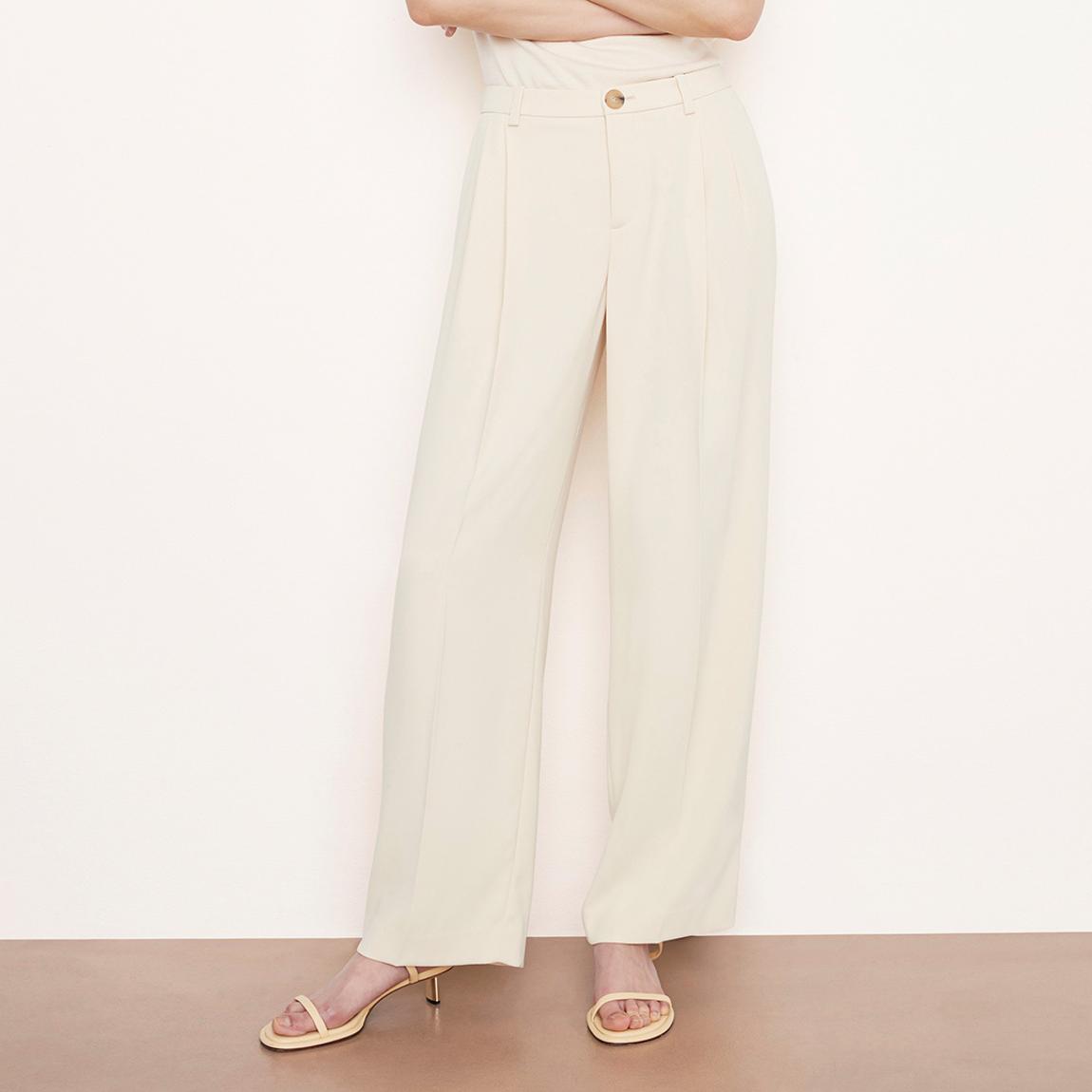 Cream Drop Waist Pleated Crepe Trouser main product photo