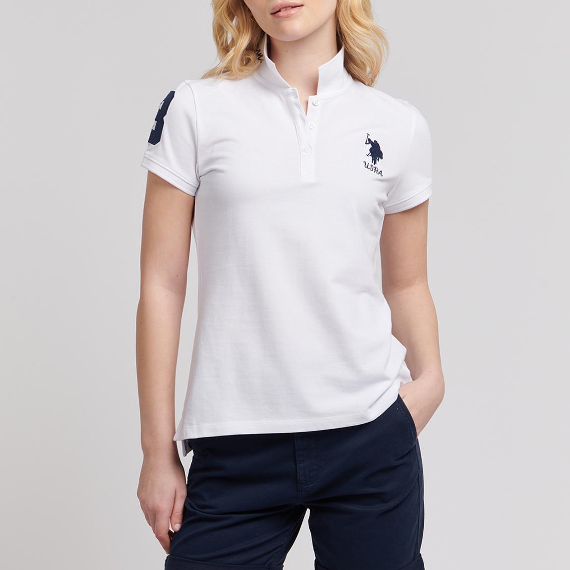 White Embroidered Logo Cotton Blend Polo Shirt main product photo