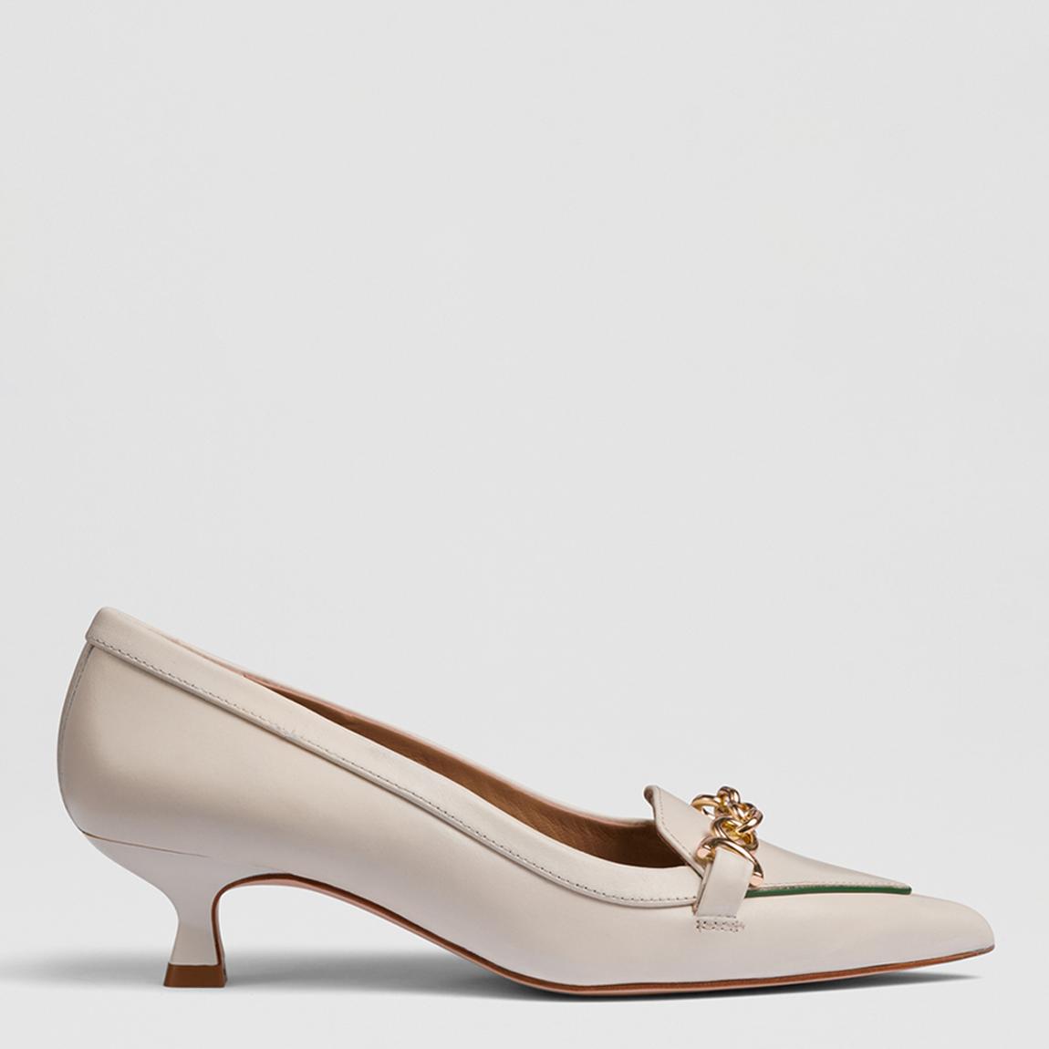 Ecru Renata Calf Leather Kitten Heel Court Shoe main product photo