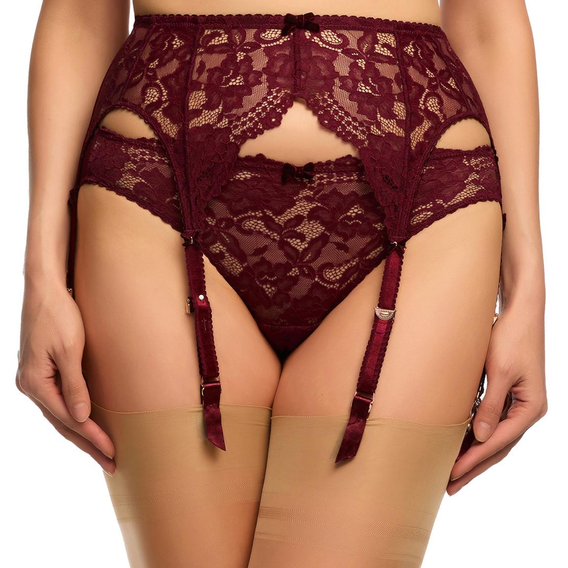 Burgundy Cora Suspender Belt main product photo