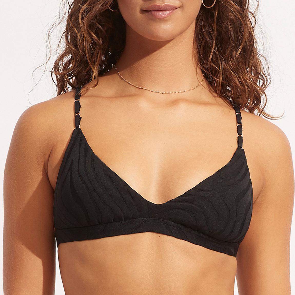 Black Second Wave Fixed Triangle Bra main product photo