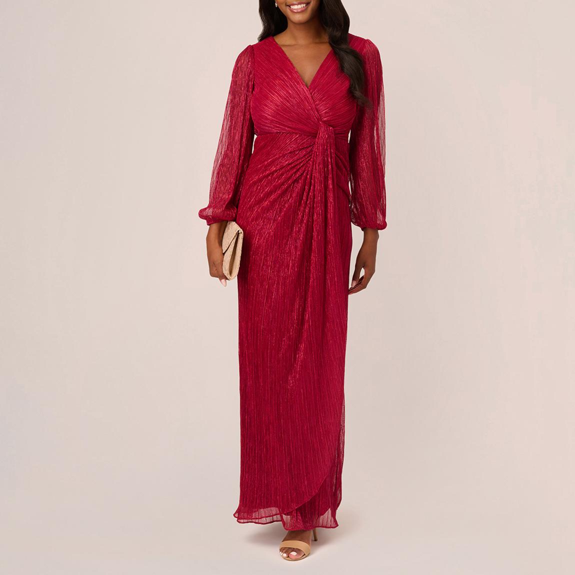 Red Metallic Mesh Draped Gown main product photo