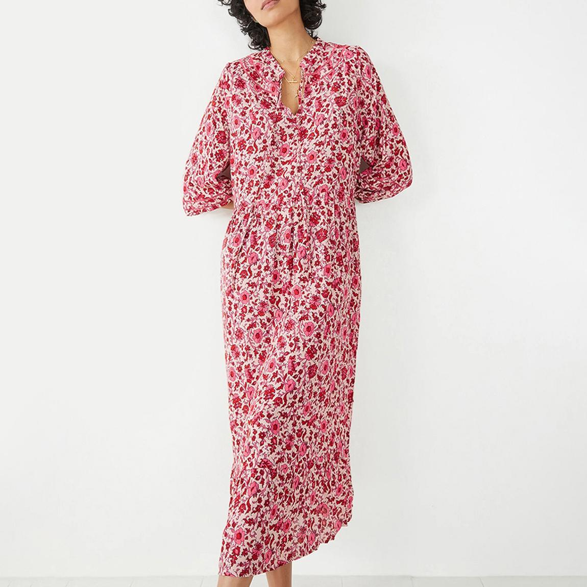 hush Pink Pearl Floral Midi Dress - BrandAlley