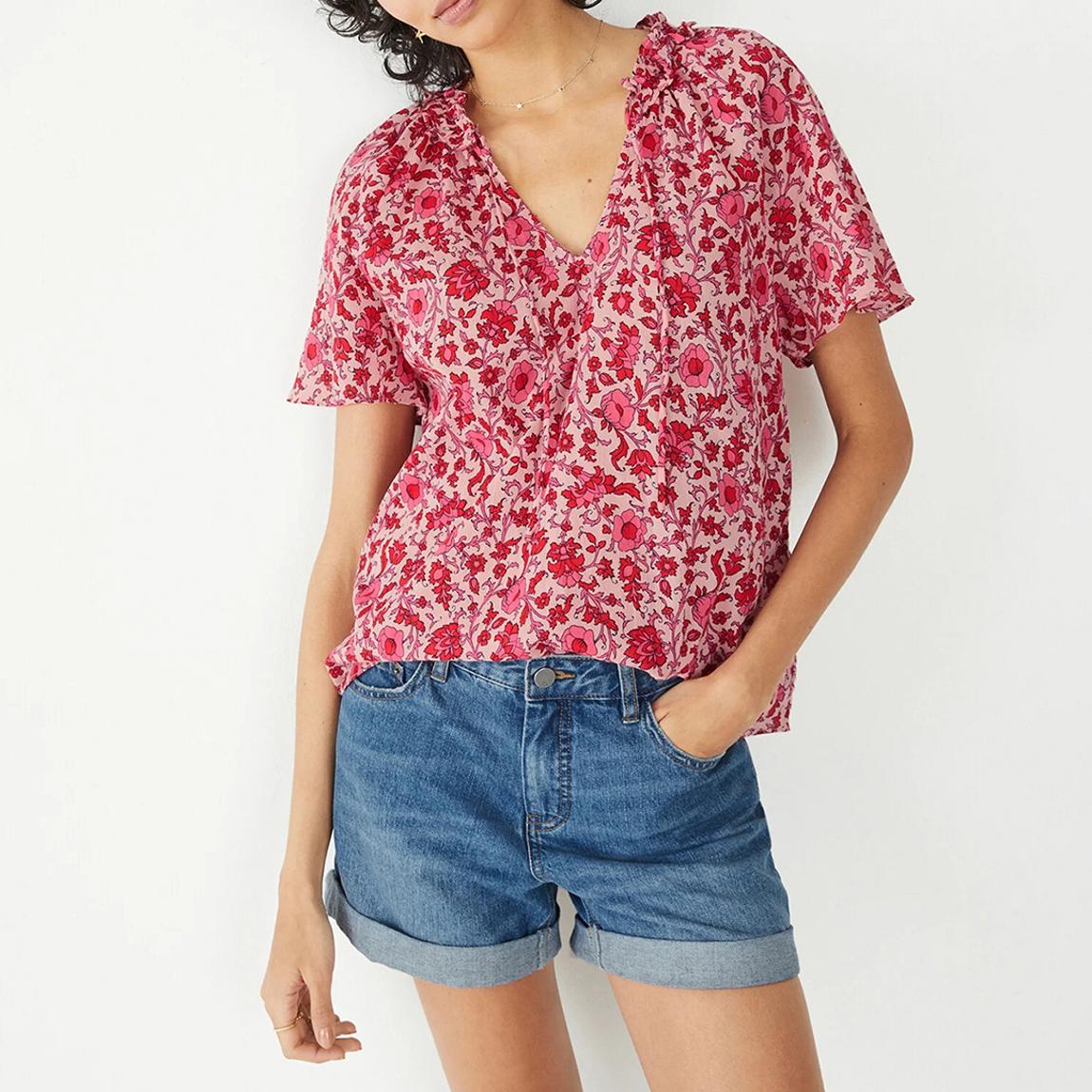 Pink June Floral Cotton Top main product photo