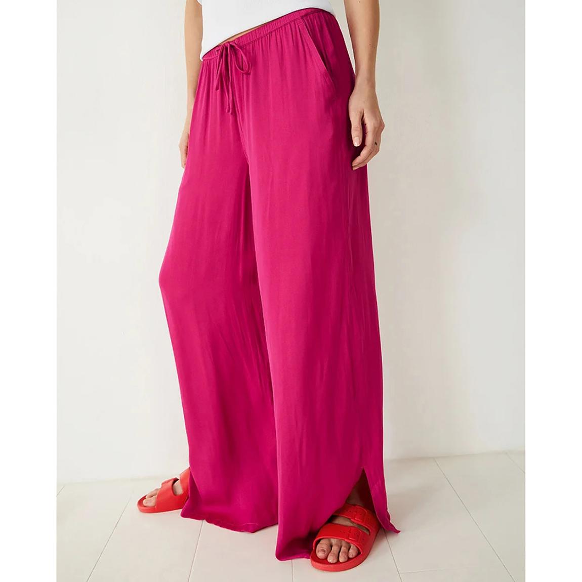 Bright Pink Wide Leg Satin Trousers main product photo