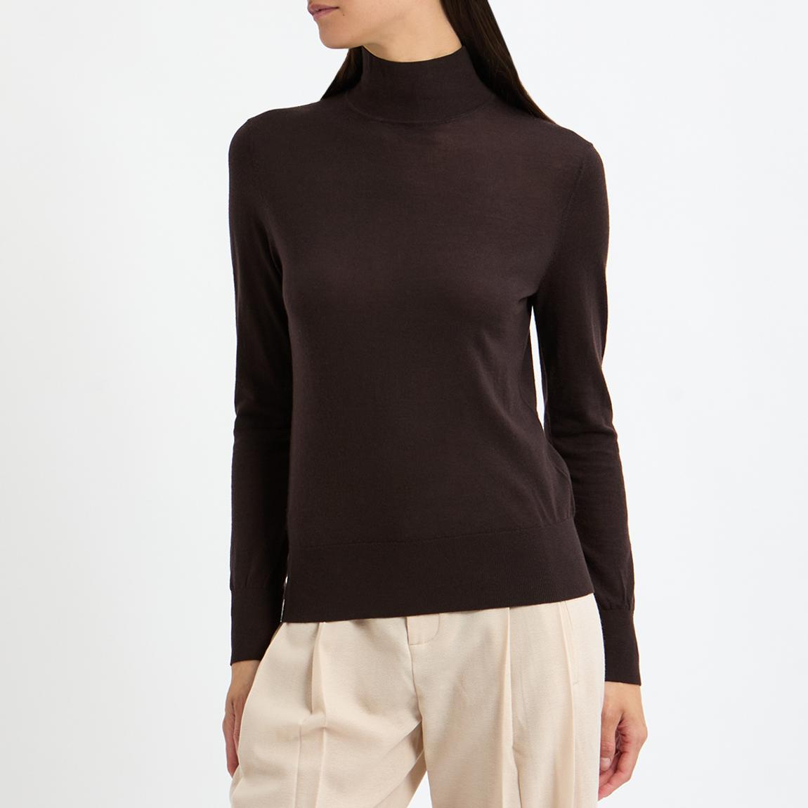 Brown Merino Wool Fine Knit Top main product photo