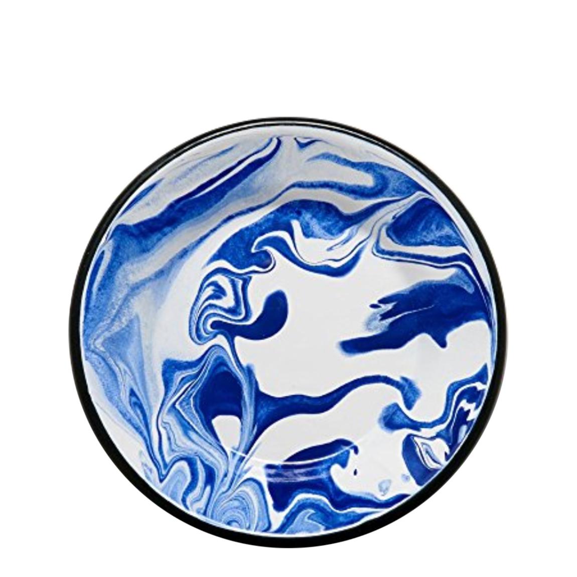 Set of 8 Enamel Marble Blue Small Flat Plate 21cm main product photo